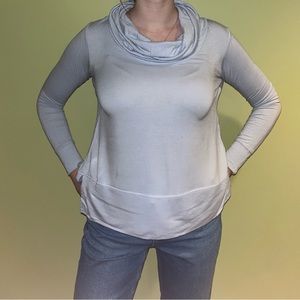 GreenTea blue long sleeve cowl neck tee